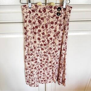 Anthropologie Faithfull The Brand Women’s Pink Floral Wrap Skirt Knee Length 4
